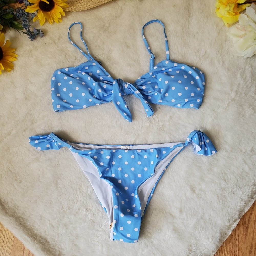 NWOT POLKA DOT BIKINI with RUFFLE ACCENTS